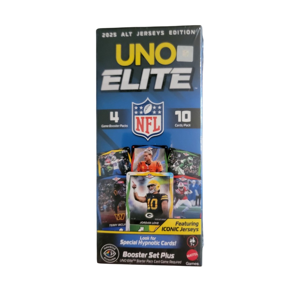Mattel UNO Elite NFL Booster Set Plus 2025 Alt Jerseys Edition New Sealed JGY36
